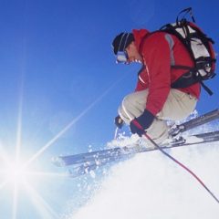 Young man skiing