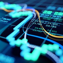 close up shot of a digital stock market tracking graph follwing a recent crash in prices. Bear market 3D illustration